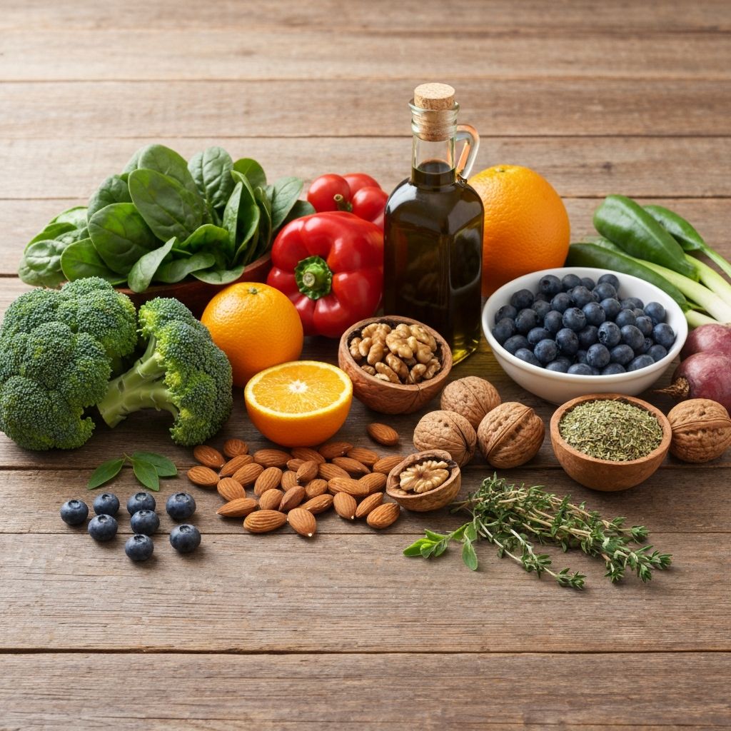 Mesa con alimentos naturales