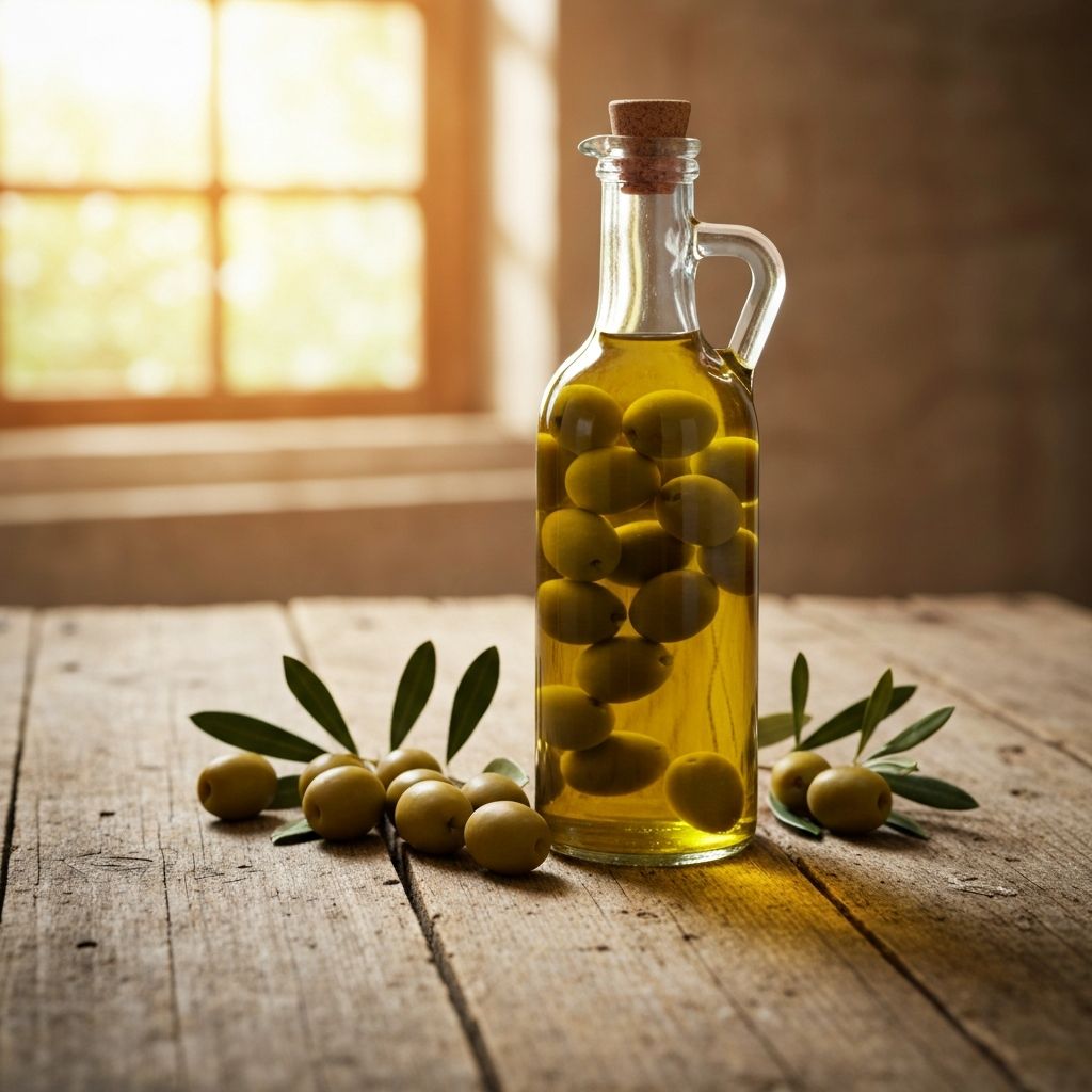 Aceite de oliva con aceitunas